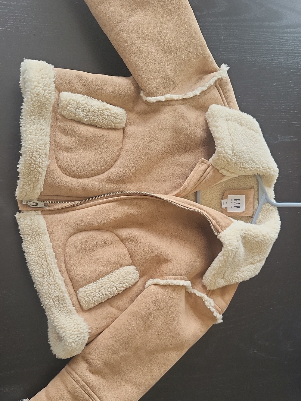 GAP Tan Jacket with Cream Sherpa Trim